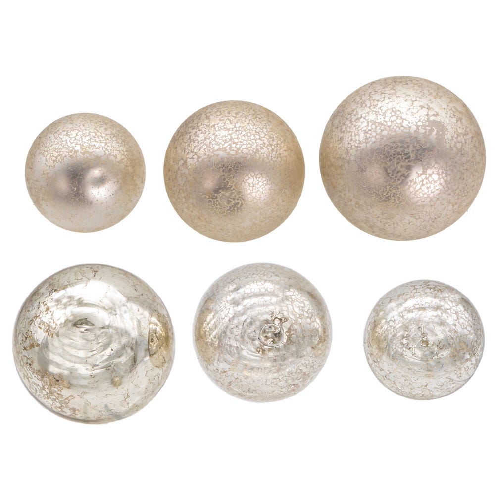 Kurt Adler 60-80 MM Shiny and Matter Platinum Mercury Glass Balls, 20-Piece Set